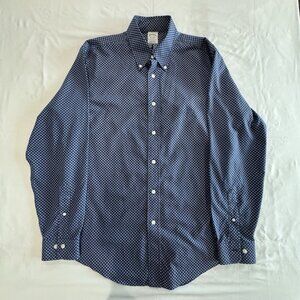 Brooks Brothers Men's L Blue Regent Dress Shirt 100% American Supima Cotton Dots